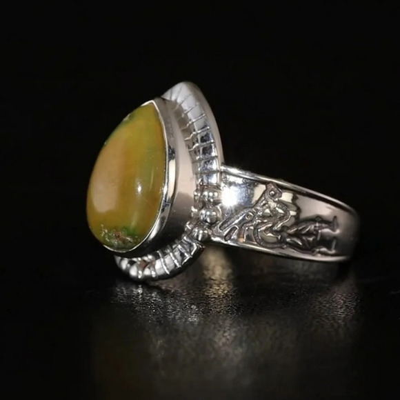 Sonoran Gold Turquoise Solitaire Ring In 925 Sterling Silver - Picture 5 of 7
